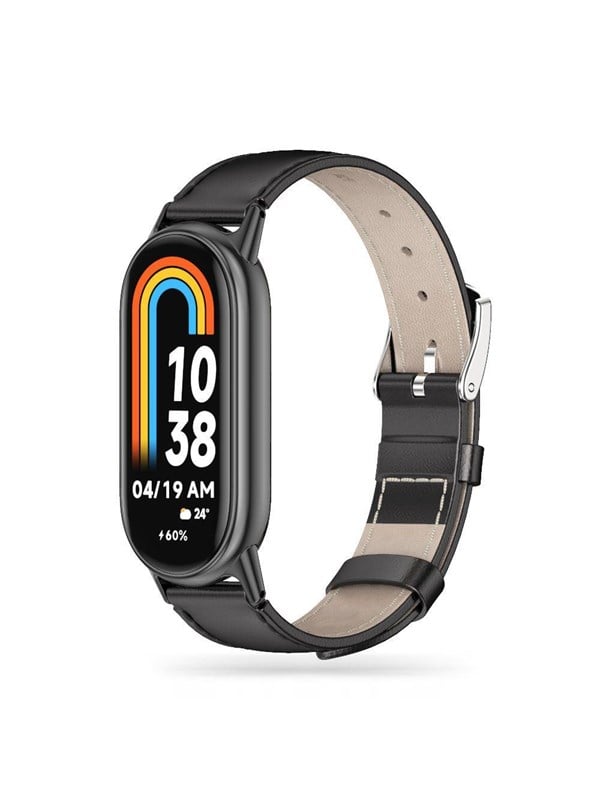 Tech-Protect Leatherfit Strap for Xiaomi Smart Band 8 / 8 NFC - Black
