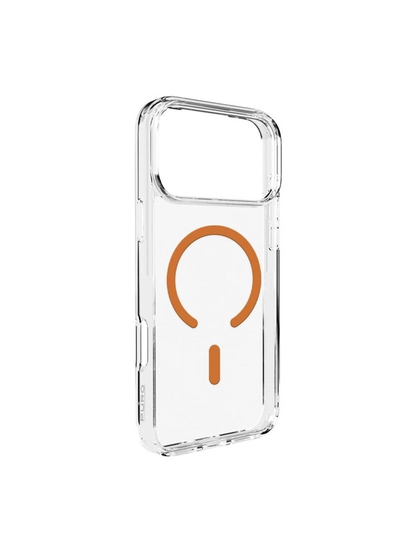 Puro Lite Mag TPU+PC Case Compatible with MagSafe for iPhone 17 Pro Max - Transparent with Orange Ring