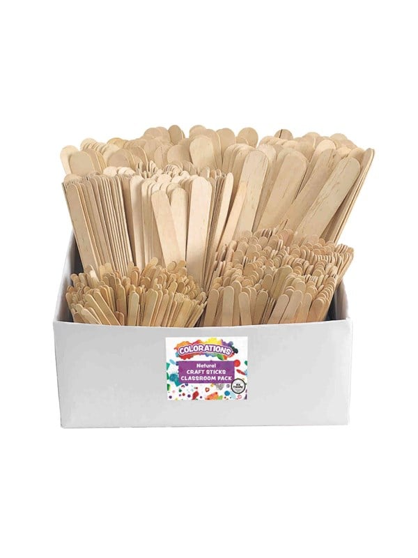 Colorations - Wooden Craft Sticks Miscellaneous Classroom Set 1200 pcs.