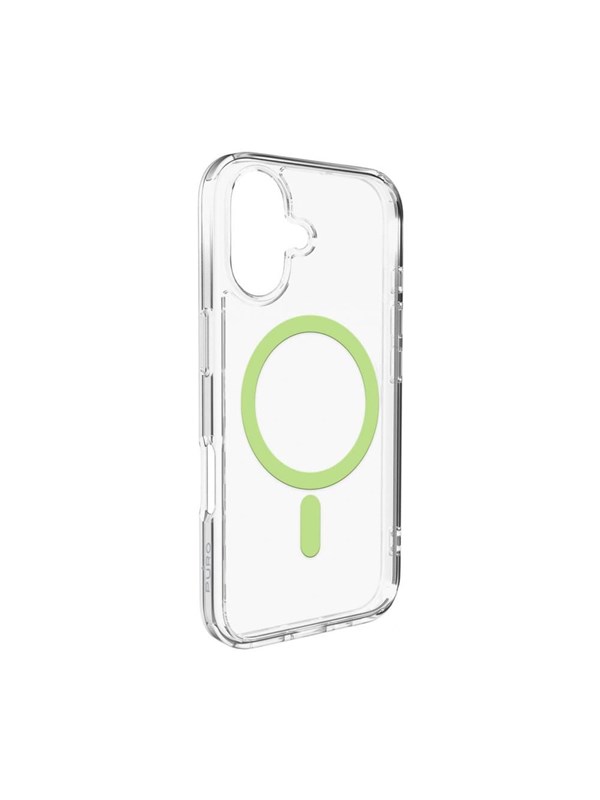 Puro Lite Mag TPU+PC Case Compatible with MagSafe for iPhone 17 - Transparent with Green Ring