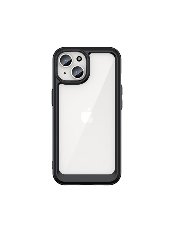 Hurtel Reinforced Case with Flexible Frame for iPhone 15 Plus Outer Space - Black