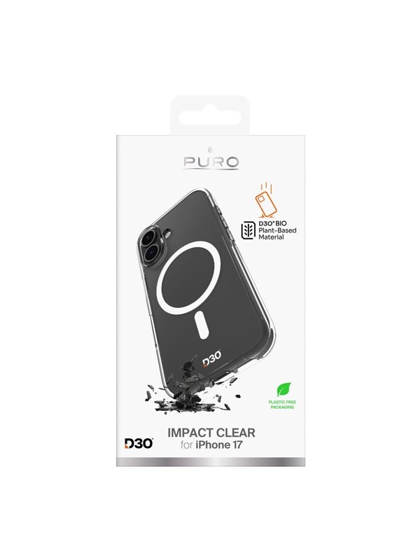 Puro Impact Clear D3O TPU+PC MagSafe Compatible Case for iPhone 17 - Transparent