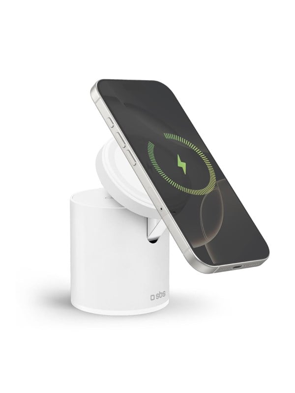 SBS 2-in-1 Wireless Magnetic Charging Station - White