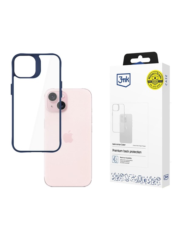 Image of 3mk Satin Armor Case+ Blue for Apple iPhone 15 - transparent
