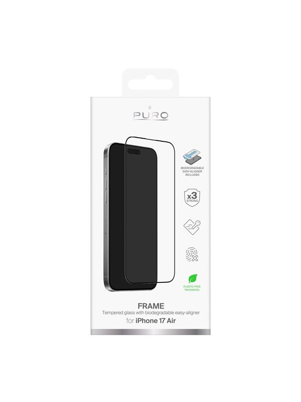 Puro Frame Tempered Glass for iPhone 17 Air with Applicator and Black Frame