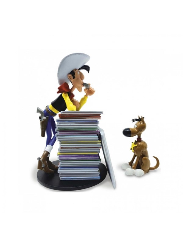 Plastoy - Lucky Luke & Rantanplan Figurine (Pile of Albums) - Figur