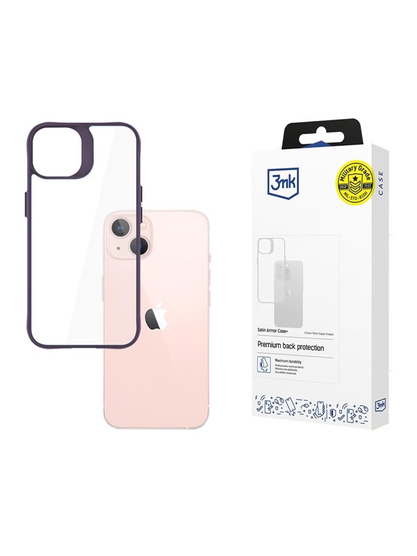 3mk Satin Armor Case+ Purple for Apple iPhone 14 - transparent