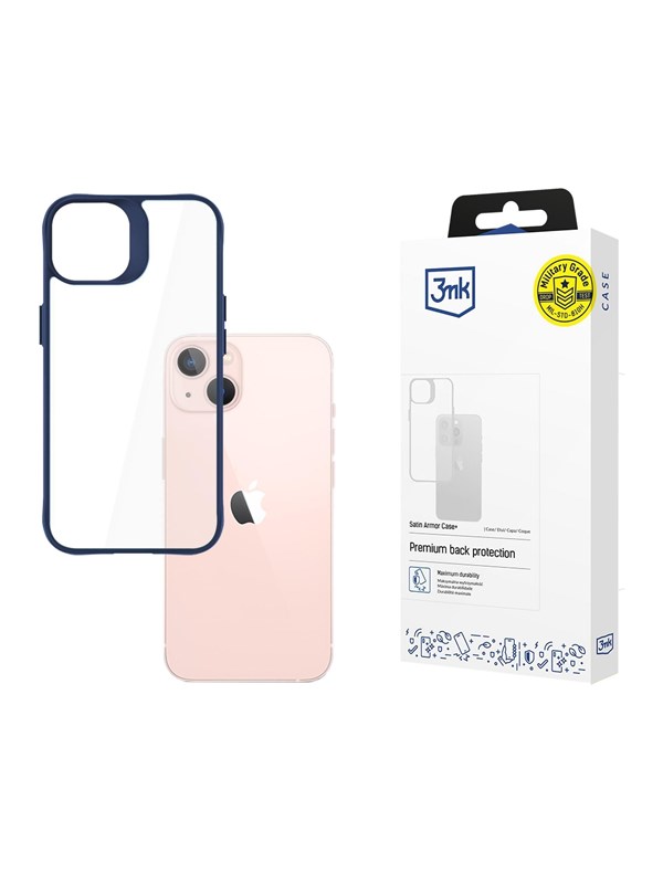 3mk Satin Armor Case+ Blue for Apple iPhone 14 - transparent
