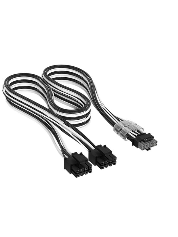 Corsair Elite Premium Individually Sleeved 2x 8-Pin to PCIe 12V-2x6 600W (Type 4) - Schwarz / Weiß
