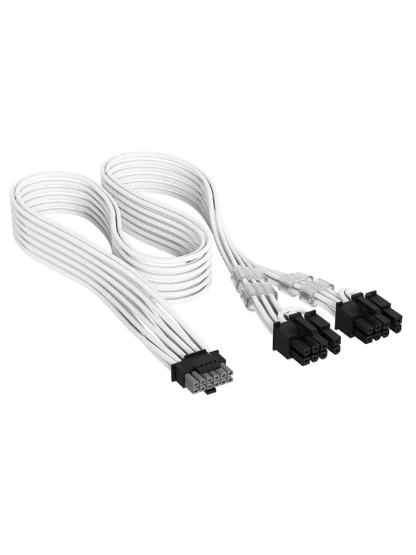 Corsair Elite Premium Individually Sleeved PCIe 12V-2x6 to 2x 8-pin (6+2 split) - Weiß