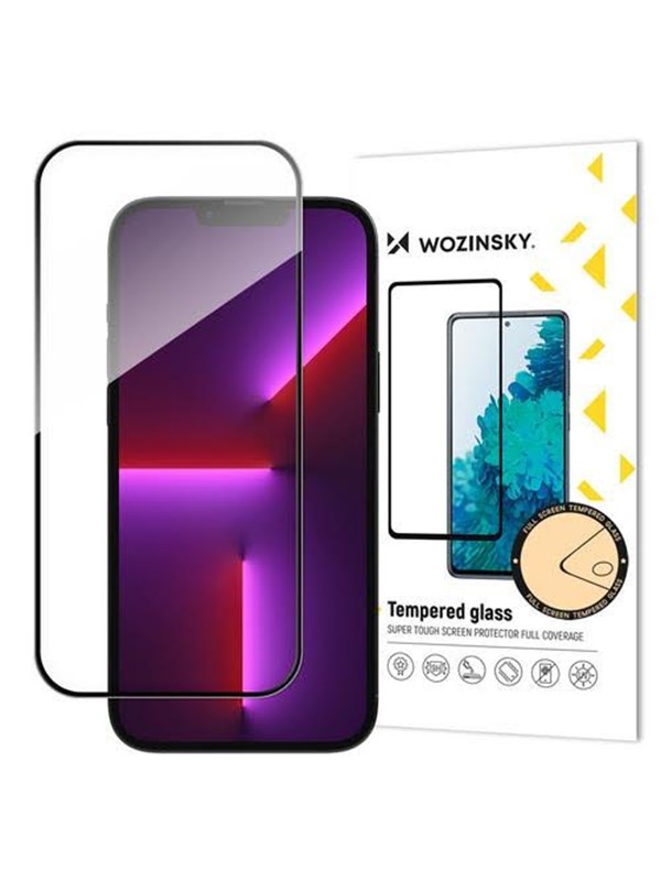 Wozinsky Full Glue iPhone 15 Pro Max Case Friendly Tempered Glass with Frame - Black