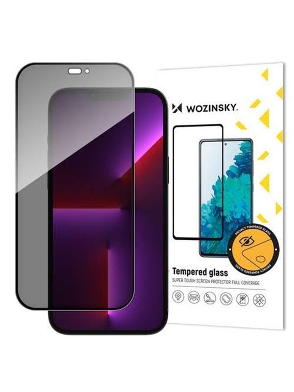 Wozinsky Privacy glass with Anti Spy filter for iPhone 15 Pro Privacy Glass - black