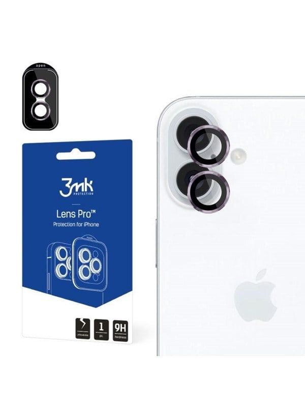3mk Lens Protection Camera Cover with Pink Frame for iPhone 16 / 16 Plus
