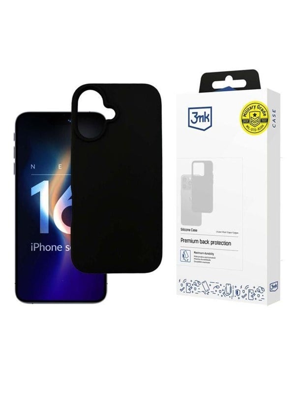 3mk Silicone Case for iPhone 16 Plus - Black