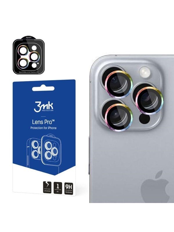 3mk Lens Protection Pro Camera Cover with Iridescent Frame for iPhone 16 Pro /16 Pro Max