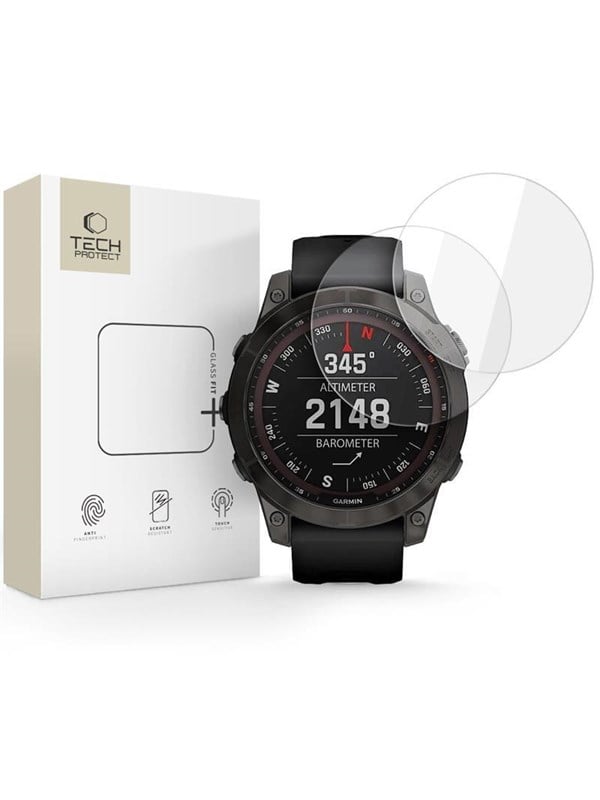 Tech-Protect Glass Fit+ 2-pack Tempered Glass for Garmin Fenix 7X / 7X Pro - Clear