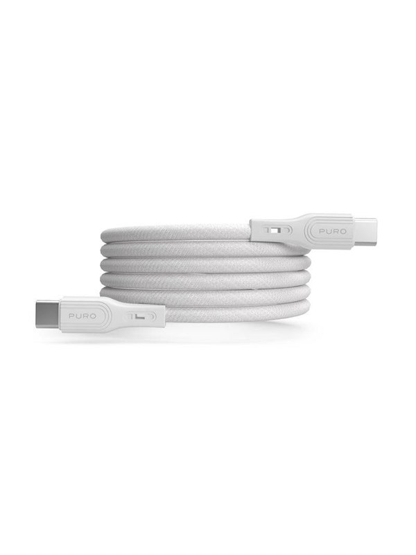 Puro Magnetic USB-C - USB-C 60W USB 3.2 (20 Gbps) 1m Magnetic Cable - White