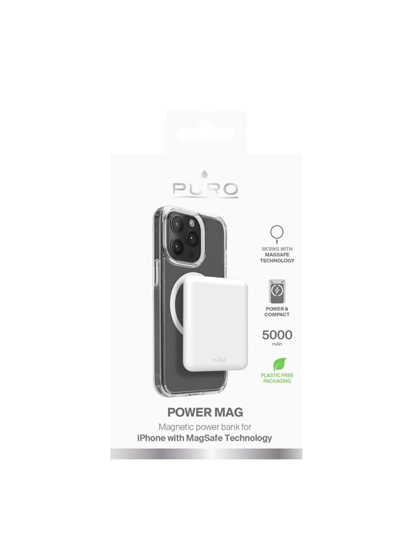 Puro Power Mag 5000mAh Power Bank with MagSafe USB-C - White Powerbank (Akku) - Weiß - 5000 mAh