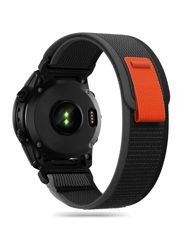Tech-Protect Nylon Strap for Garmin Fenix 5 / 6 / 6 Pro / 7 - Black & Orange
