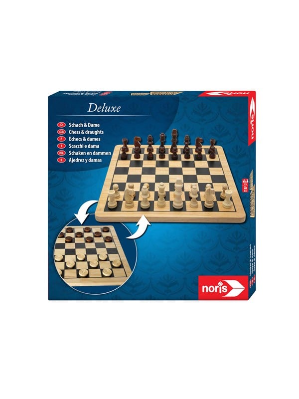 Image of NORIS Deluxe Holz - Schach & Dame Spieleklassiker, Mehrfarbig