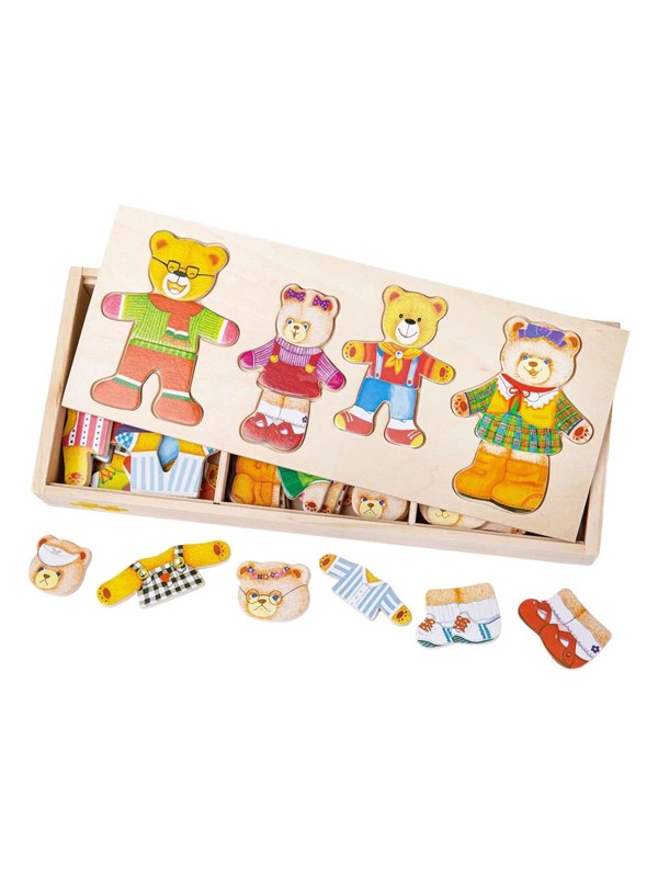 Bigjigs Wooden Dress-Up Puzzle Bear Family - 72 pieces. Holz