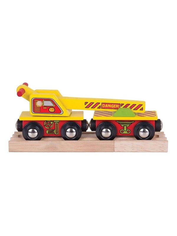 Bigjigs Wooden Crane Wagon - 4-piece.