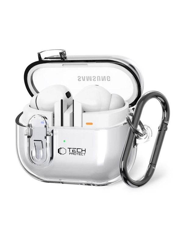 Image of Tech-Protect FlexAir Case with Carabiner for Samsung Galaxy Buds 3 / 3 Pro - Transparent