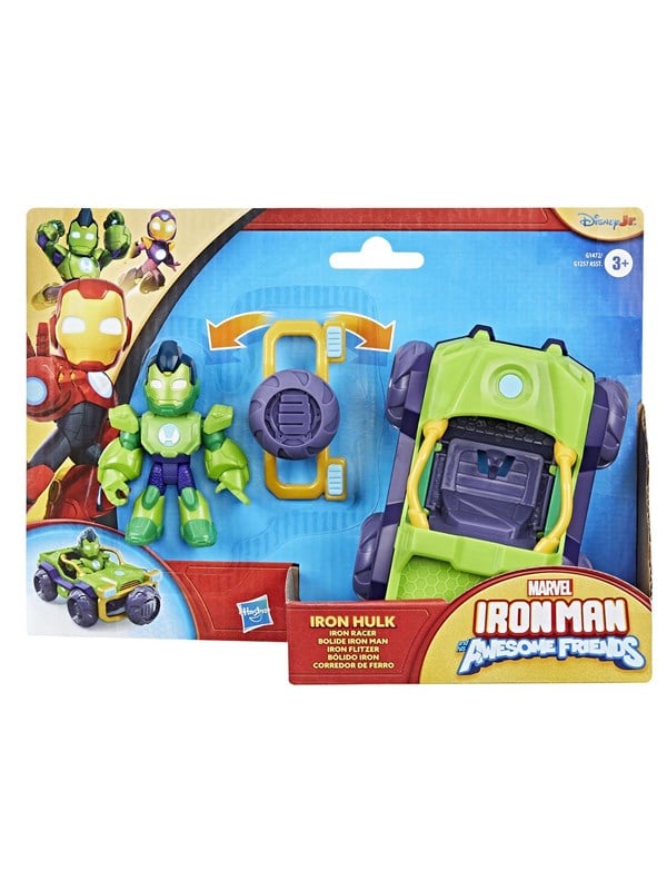Marvel IM and AF 3in Figure and Vehicle Hulk + Iron Racer
