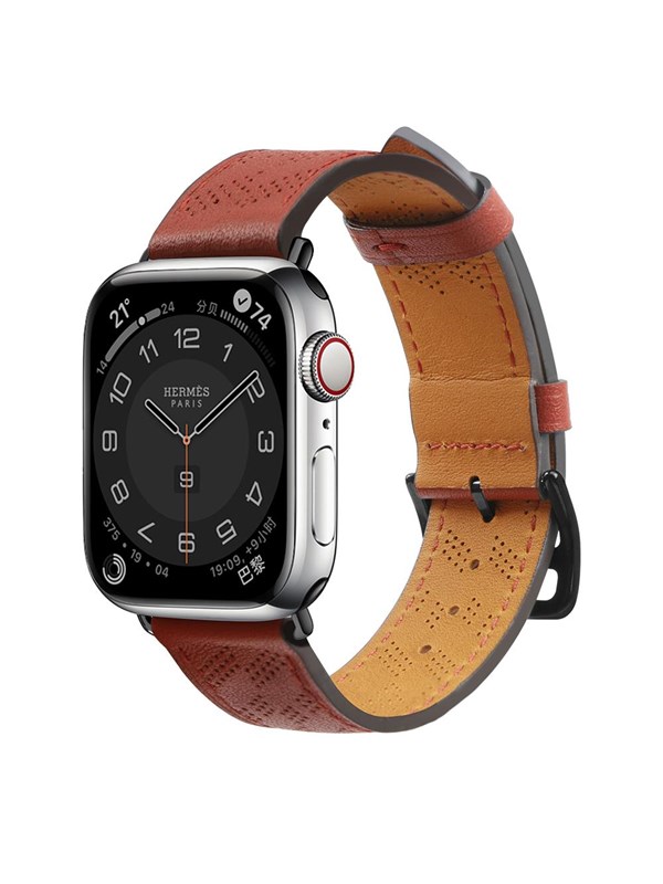 Hurtel Strap Leather for Apple Watch 38 / 40 / 41 mm Band Bracelet - Red