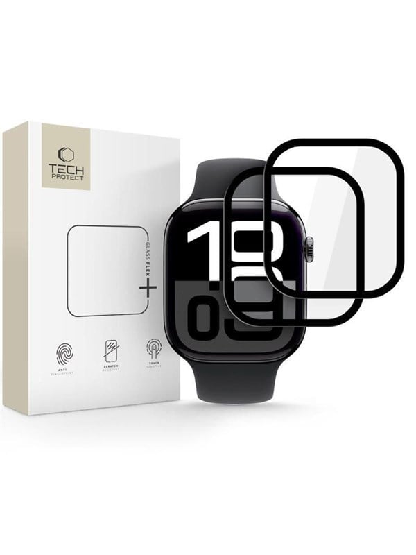 Tech-Protect Glass Flex+ 2-pack Hybrid Glass for Apple Watch 10 46mm - Black