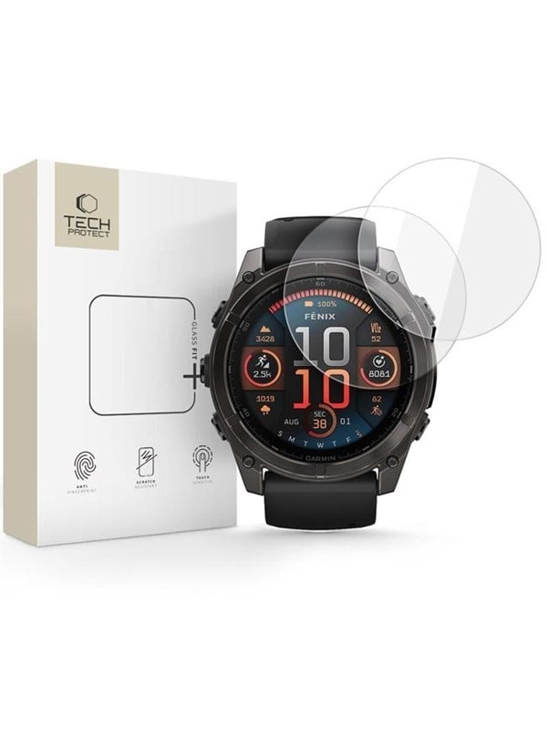 Tech-Protect Glass Fit+ 2-pack Tempered Glass for Garmin Fenix 8 51 mm - Clear