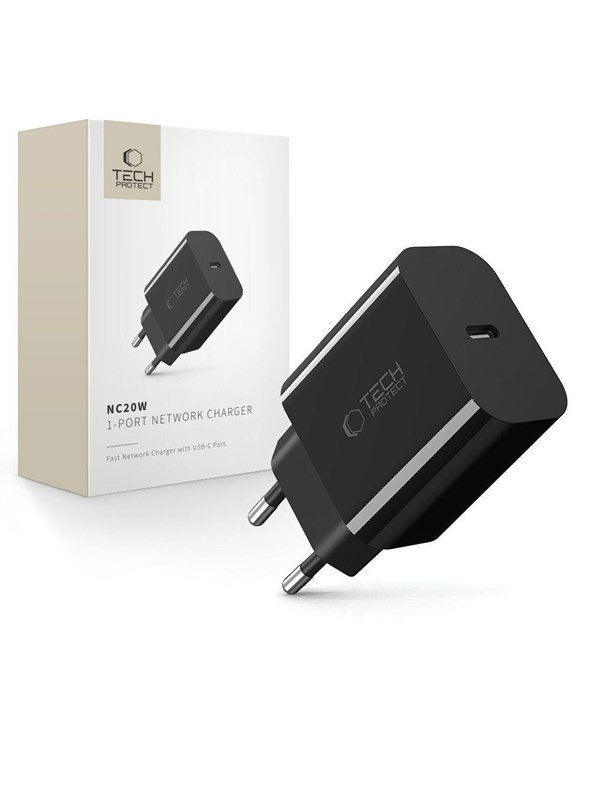 Tech-Protect NC20W USB-C Wall Charger 1 PD20W Port - Black