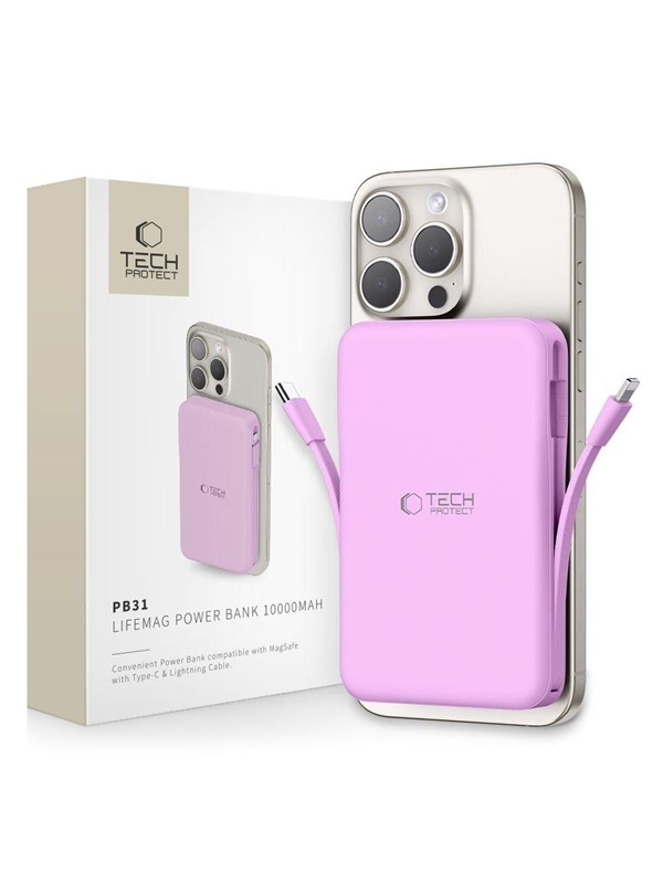 Tech-Protect Powerbank PB31 MagSafe 10000mAH - purple Powerbank (Akku) - Purple - 10000 mAh