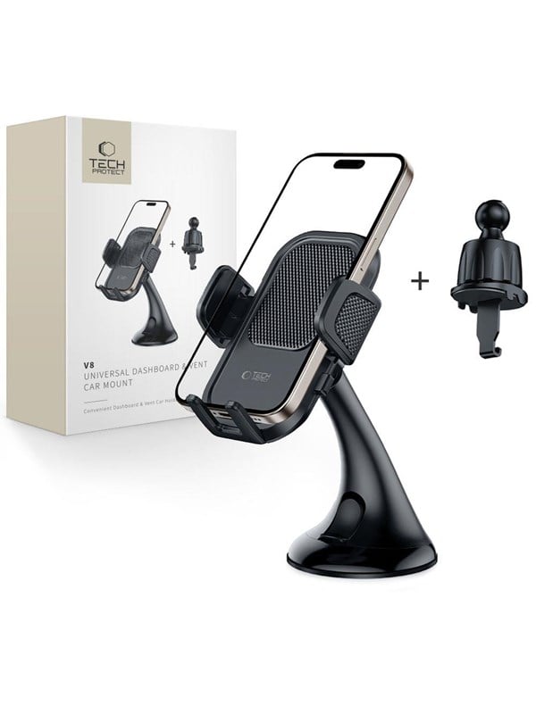 Tech-Protect V8 Car Mount for Dashboard and Air Vent - Black