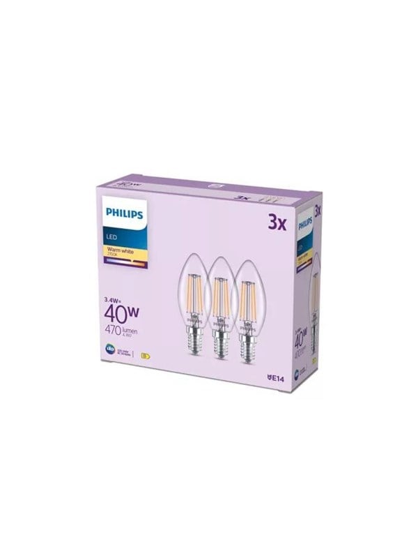 Philips LED-Lampe LED classic B35 40W E14 WW CL ND 3CT/4EC? E14