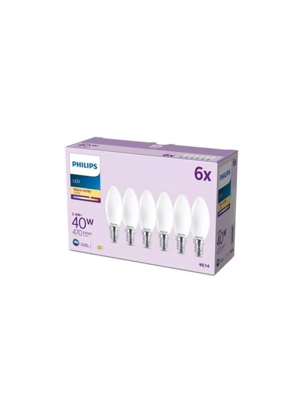 Philips LED-Lampe LED classic B35 40W E14 WW FR ND 6CT/4EC? E14