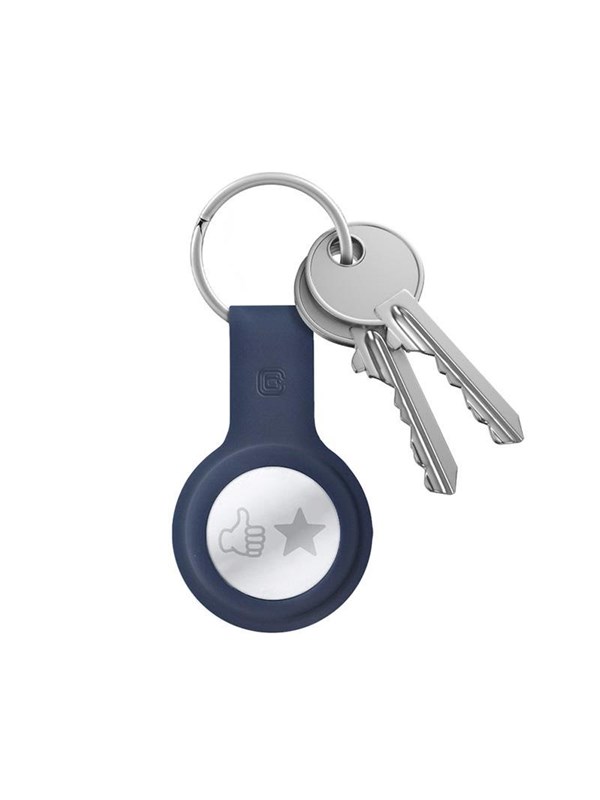 Crong Silikonhülle mit Schlüsselring – Schutzhülle für Apple AirTag Schlüsselanhänger (Marineblau)