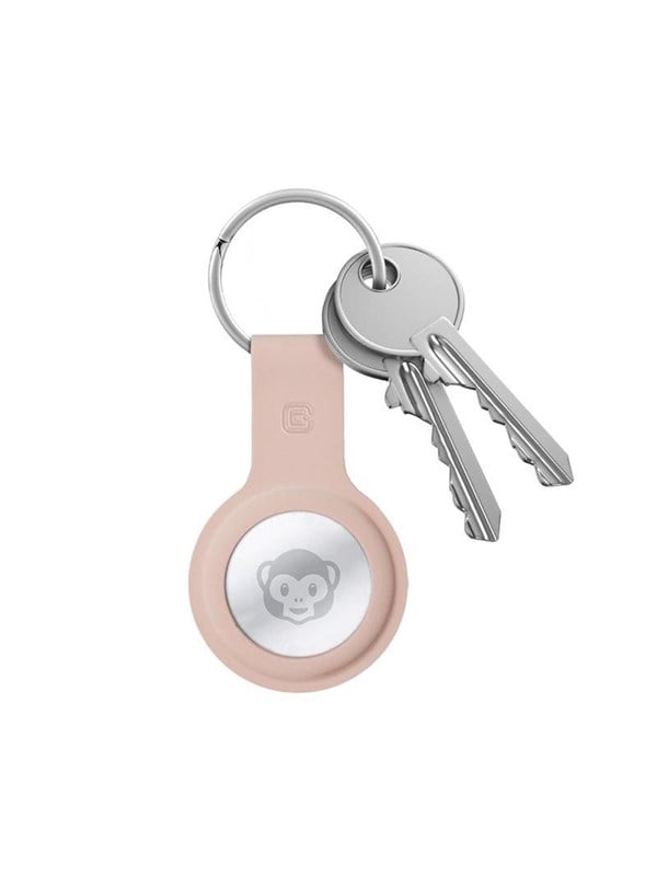 CRONG Silicone Case with Key Ring - Protective keychain case for Apple AirTag 1/2 - sand pink