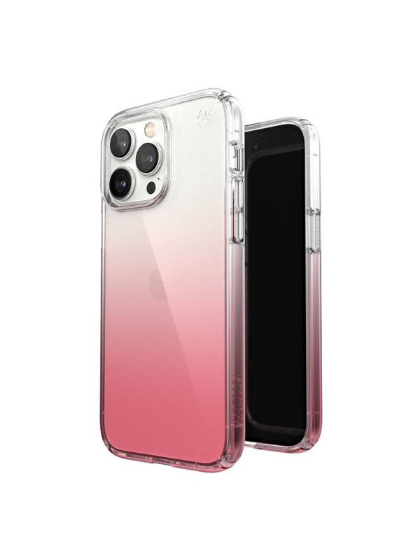 Speck Presidio Perfect-Clear  Ombre - iPhone 14 Pro Max Case with MICROBAN Coating - Clear  Vintage Rose Fade