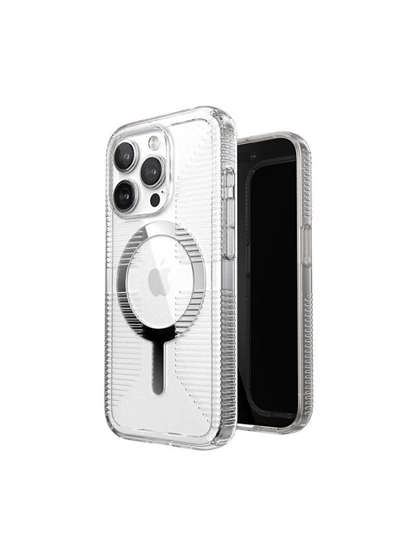 Speck Gemshell Grip + MagSafe - Case for iPhone 15 Pro - Clear / Chrome Finish
