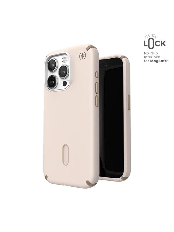 Speck Presidio2 Pro ClickLock & MagSafe - iPhone 15 Pro Case - Bleached Bone / Heirloom Gold / Hazel Brown