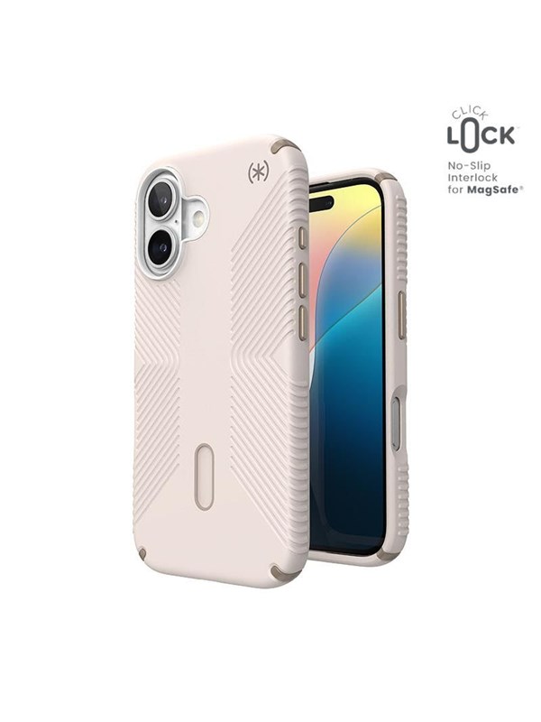 Speck Presidio2 Grip ClickLock  MagSafe - iPhone 16 Case - Bleached Bone  Heirloom Gold  Hazel Brown