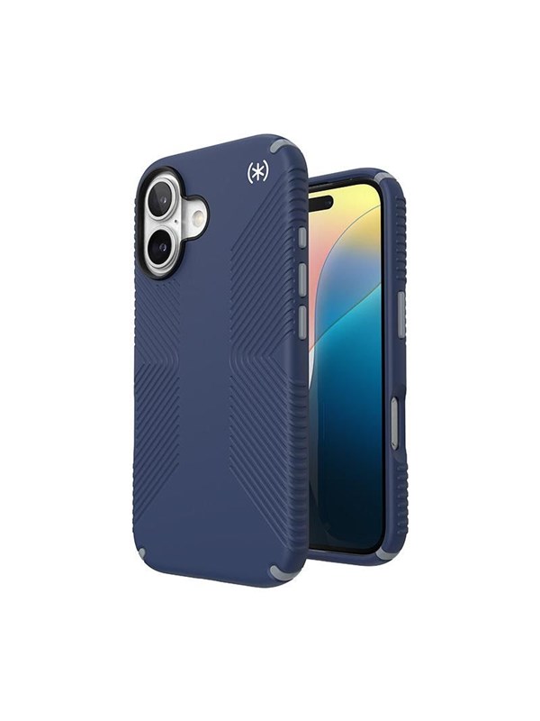 Speck Presidio2 Grip - iPhone 16 Case - Coastal Blue  Dust Gray  White