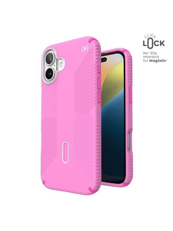 Speck Presidio2 Grip ClickLock  MagSafe - iPhone 16 Plus Case - True Pink  Shocking Pink  White