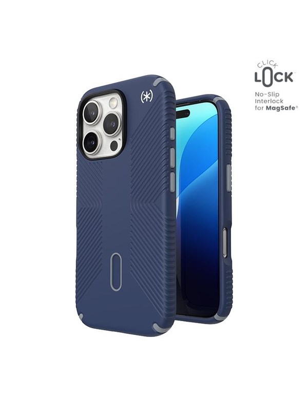 Speck Presidio2 Grip ClickLock  MagSafe - iPhone 16 Pro Case - Coastal Blue  Dust Gray  White