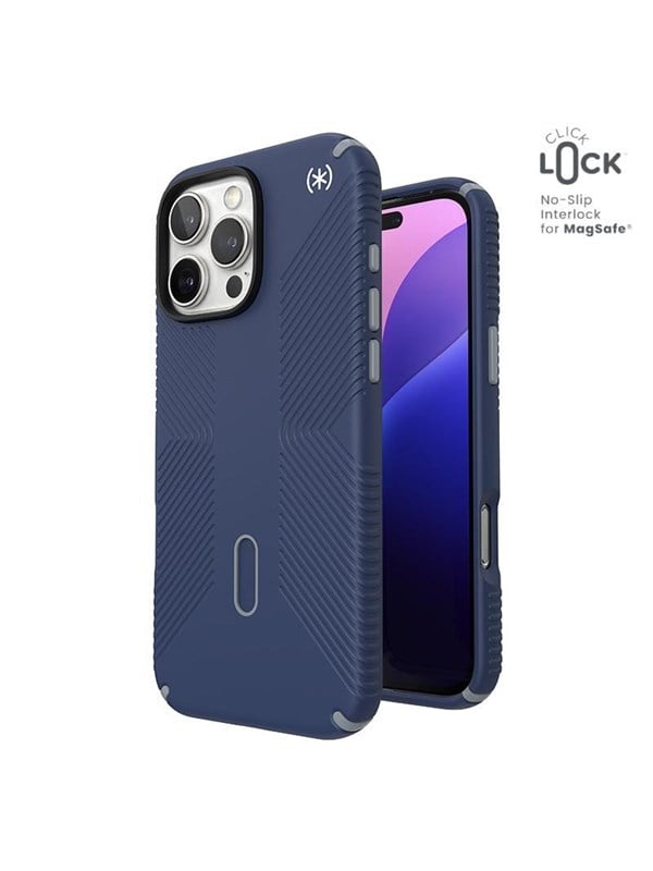 Speck Presidio2 Grip ClickLock  MagSafe - iPhone 16 Pro Max Case - Coastal Blue  Dust Gray  White
