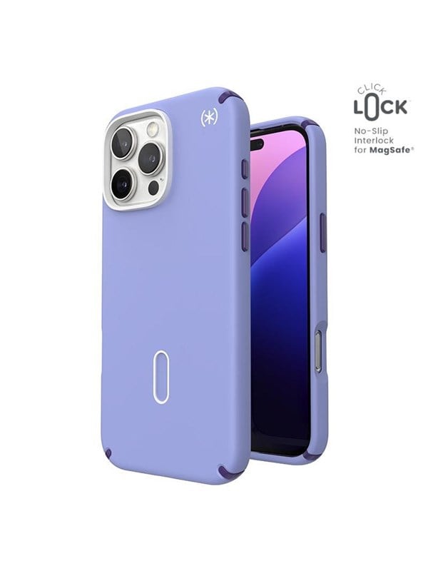 Speck Presidio2 Pro ClickLock  MagSafe - iPhone 16 Pro Max Case - Future Lavender  Cassis Purple  White