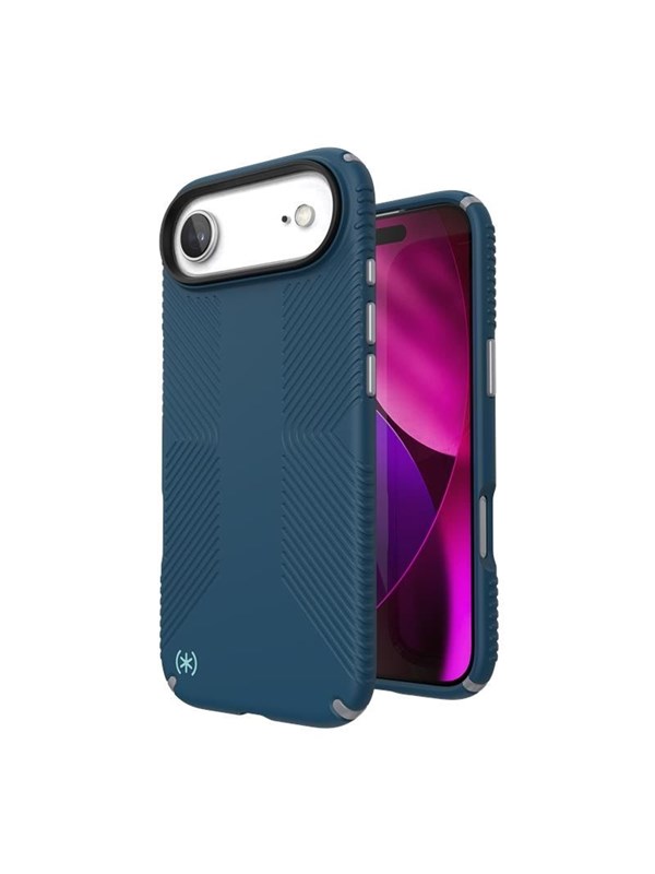 Speck Presidio2 Grip MagSafe - iPhone Air Case - Deep Sea  Silver Metallic  Spell Blue