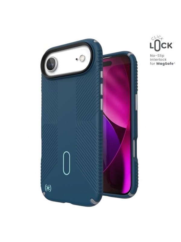 Speck Presidio2 Grip ClickLock  MagSafe - iPhone Air Case - Deep Sea  Silver Metallic  Spell Blue
