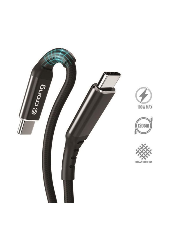 CRONG Armor Link - 100W PD 5A USB-C to USB-C Cable 120cm - Black